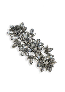 Pewter Crystal Flower Barrette