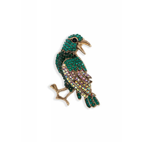 Eccentric Emerald Hawk Brooch