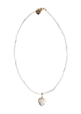 White Howlite Gemstone Heart Necklace