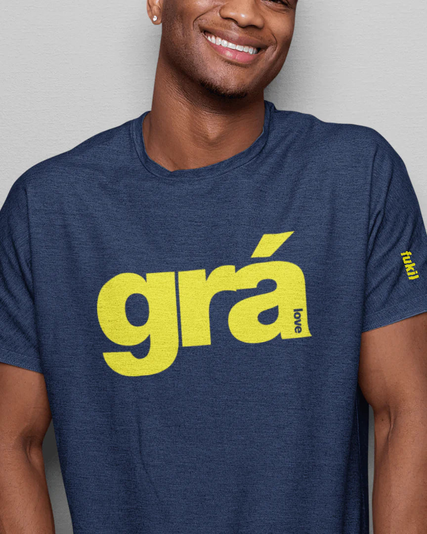 T-shirt - Gra-  Navy/Yellow (M)