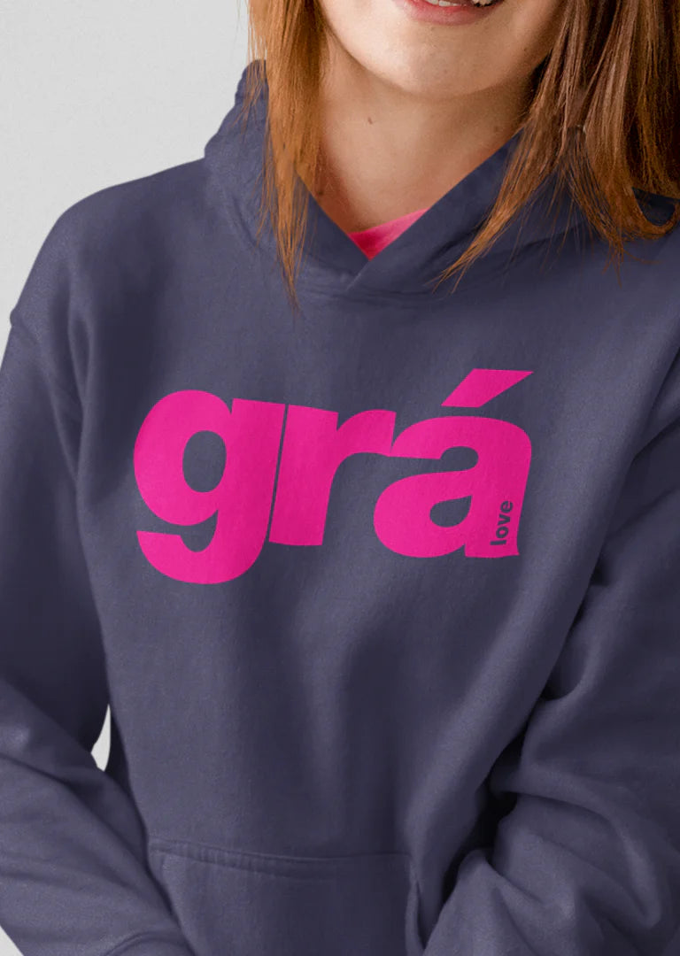 fukil | grá hoodie | navy & pink | S