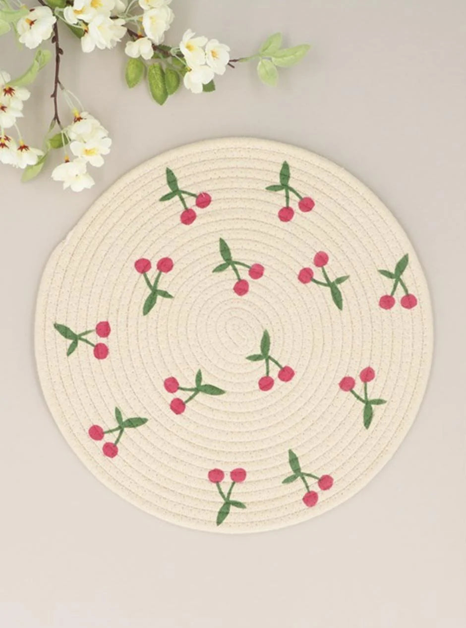 Cherries Round Fabric Placemat