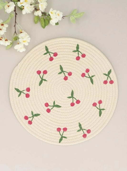 Cherries Round Fabric Placemat