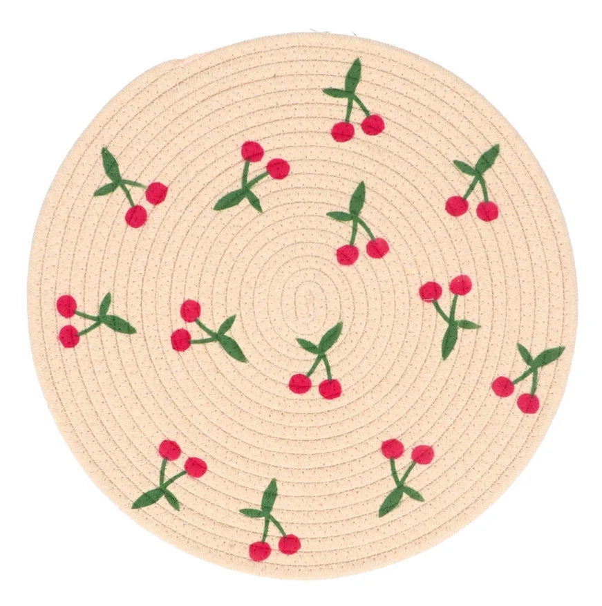 Cherries Round Fabric Placemat