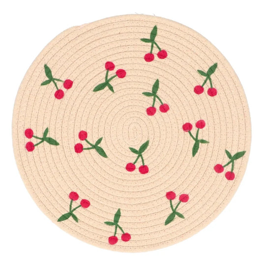 Cherries Round Fabric Placemat