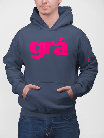 Fukil | Grá Hoodie | Ink Navy & Pink