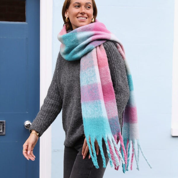 Ombre Check Winter Scarf