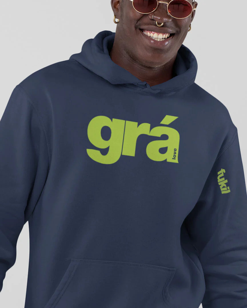 Hoodie - Gra - Navy/Green (L)