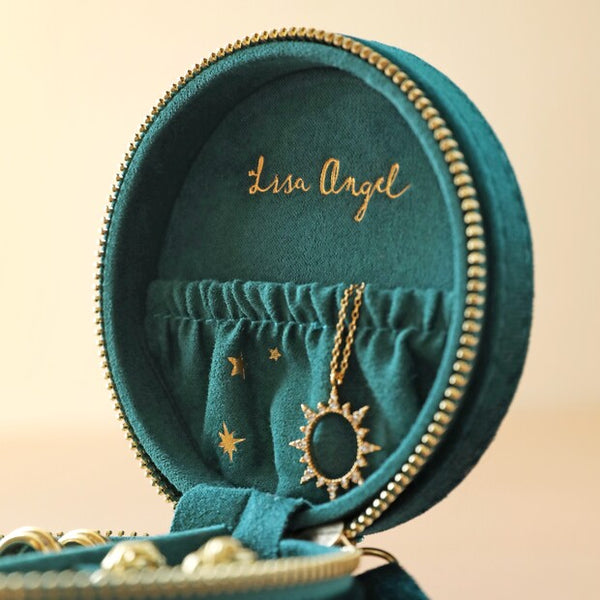 Starry Night Velvet Mini Round Jewellery Case | Green