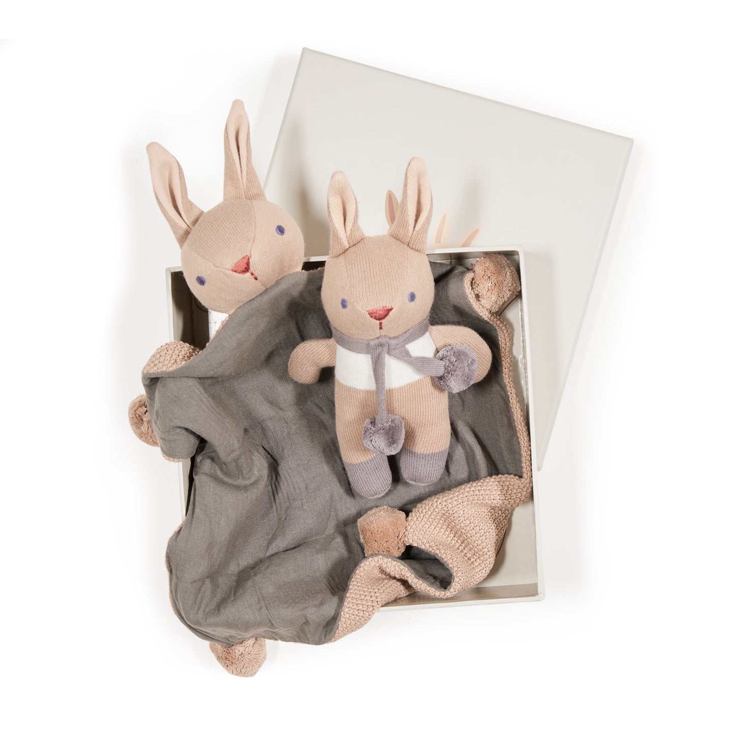 Baby Threads Taupe Bunny Gift Set | Organic Rattle & Comforter