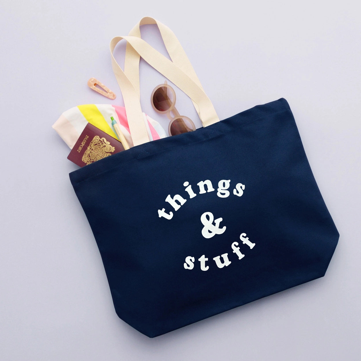 Things & Stuff | Canvas Tote Bag | Midnight Blue