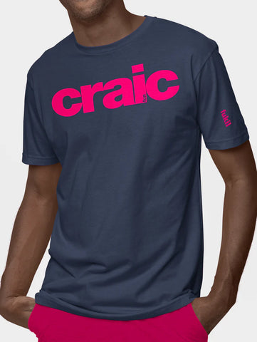 Fukil | Craic T-Shirt | Ink Navy & Pink