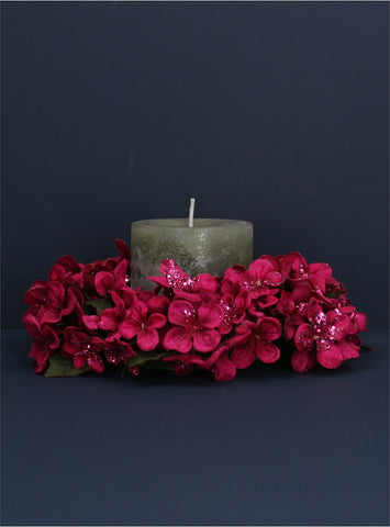 Fuchsia Hydrangea Candle Ring Sml