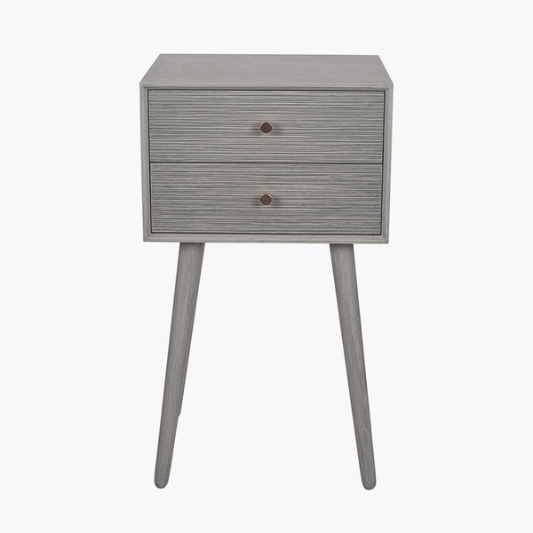 Chaya Dark Grey Pine Wood 2 Drawer Bedside Table K/D