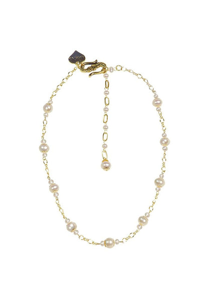 Ivory Pearl and Gold Chain Necklace