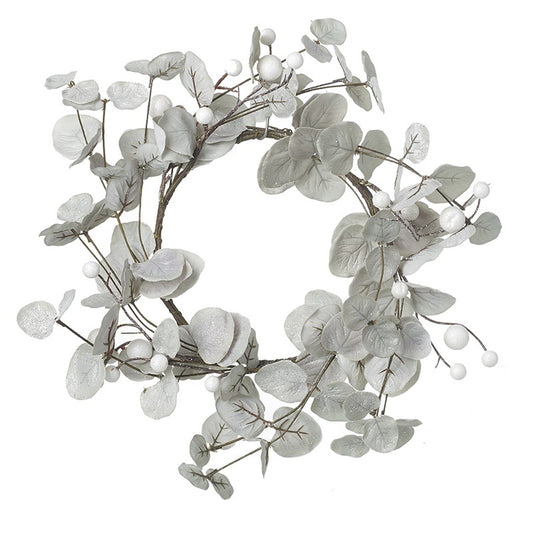 Pale Grey Wreath With White Berries