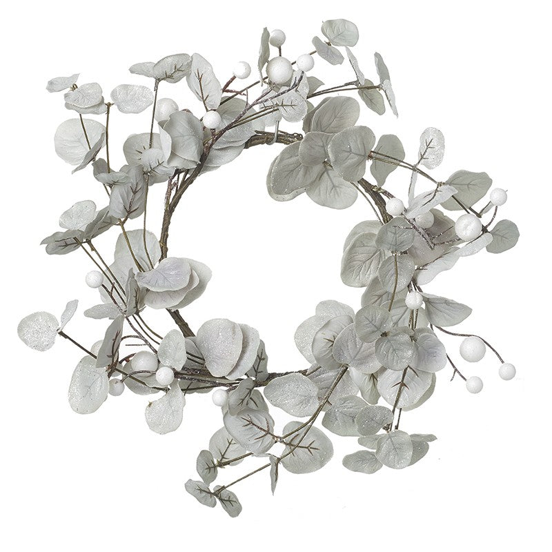 Pale Grey Wreath With White Berries