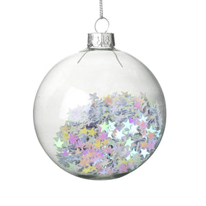 Hanging Glass Bauble With Stars Inside
