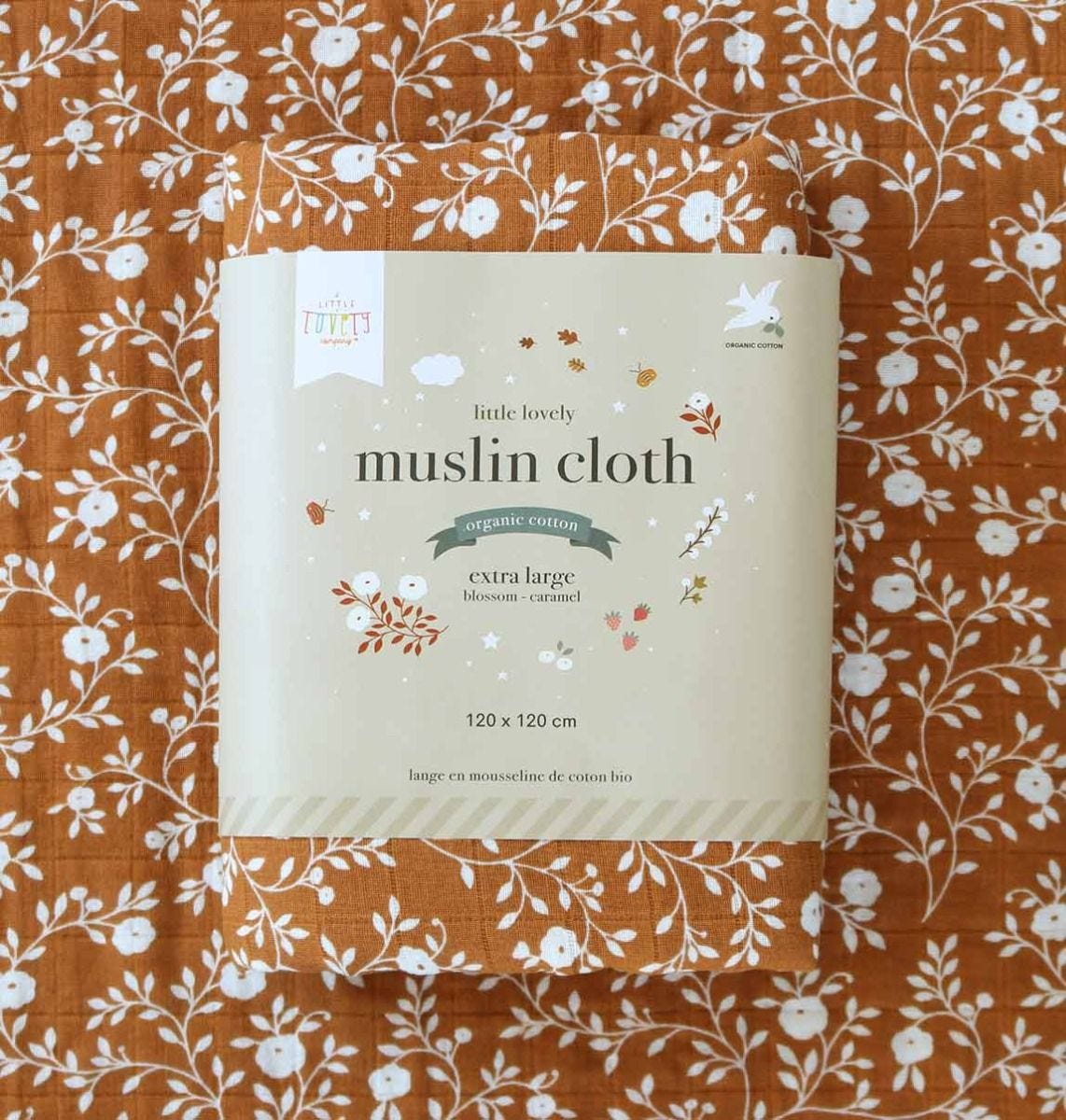Muslin cloth XL: Blossom - caramel
